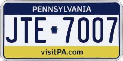 PA license plate JTE7007