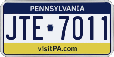 PA license plate JTE7011