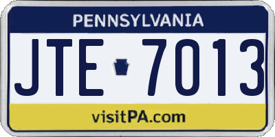 PA license plate JTE7013