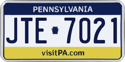 PA license plate JTE7021