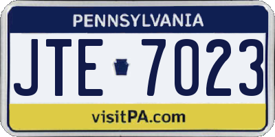 PA license plate JTE7023