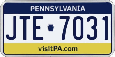 PA license plate JTE7031