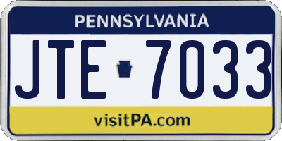 PA license plate JTE7033