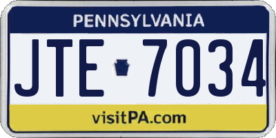 PA license plate JTE7034
