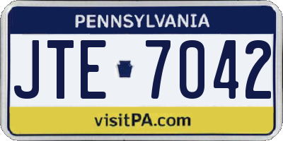 PA license plate JTE7042