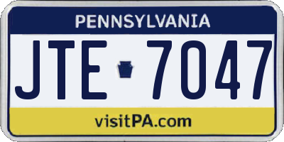 PA license plate JTE7047