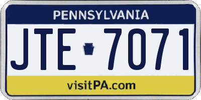 PA license plate JTE7071