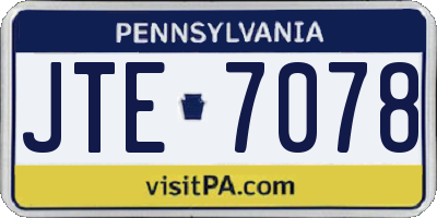 PA license plate JTE7078
