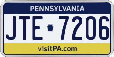 PA license plate JTE7206