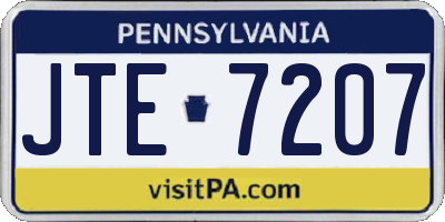 PA license plate JTE7207