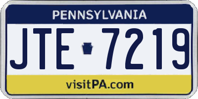 PA license plate JTE7219