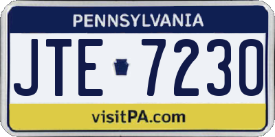 PA license plate JTE7230