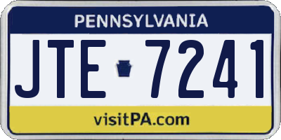 PA license plate JTE7241