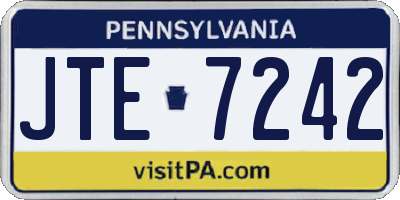PA license plate JTE7242