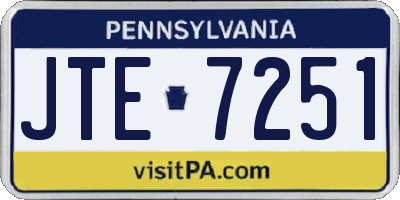 PA license plate JTE7251