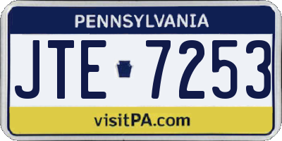 PA license plate JTE7253