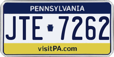 PA license plate JTE7262
