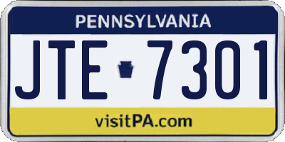 PA license plate JTE7301