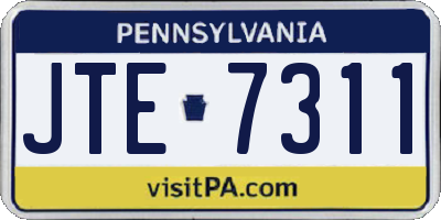 PA license plate JTE7311