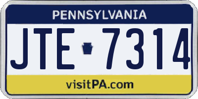 PA license plate JTE7314