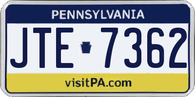 PA license plate JTE7362