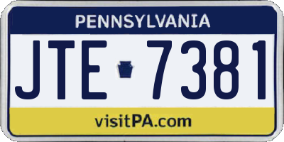 PA license plate JTE7381