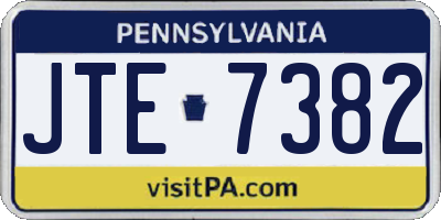 PA license plate JTE7382