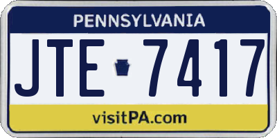 PA license plate JTE7417