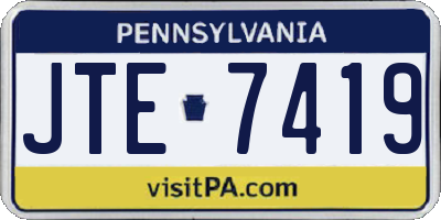 PA license plate JTE7419