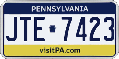 PA license plate JTE7423