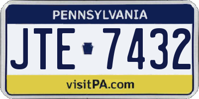 PA license plate JTE7432