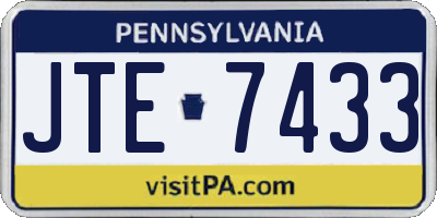PA license plate JTE7433