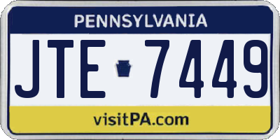 PA license plate JTE7449