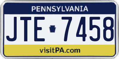 PA license plate JTE7458
