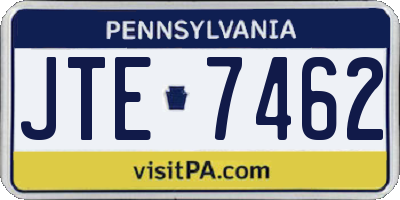 PA license plate JTE7462