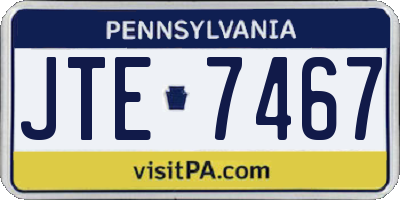 PA license plate JTE7467