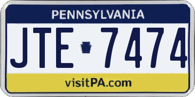 PA license plate JTE7474