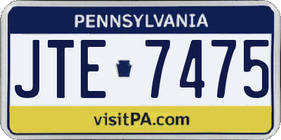 PA license plate JTE7475