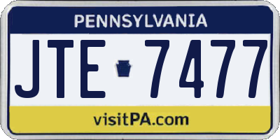 PA license plate JTE7477