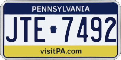 PA license plate JTE7492
