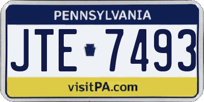 PA license plate JTE7493