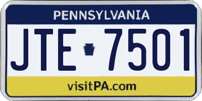 PA license plate JTE7501