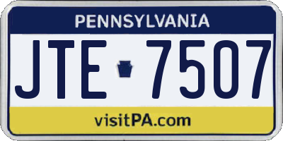 PA license plate JTE7507