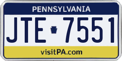 PA license plate JTE7551