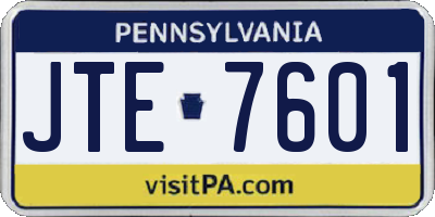 PA license plate JTE7601