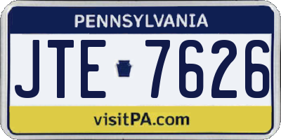 PA license plate JTE7626
