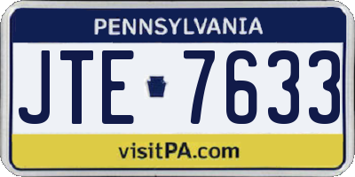 PA license plate JTE7633