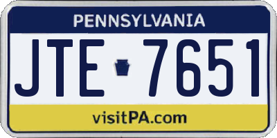 PA license plate JTE7651