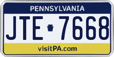 PA license plate JTE7668