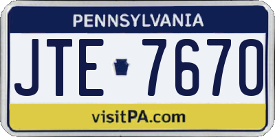 PA license plate JTE7670